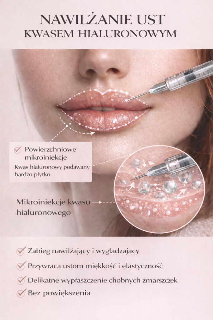nawilżanie ust kwasem hialuronowym